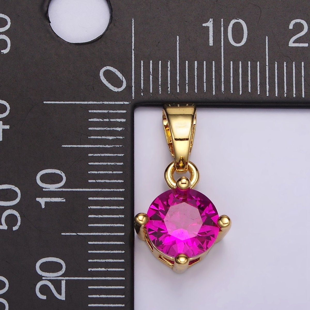 16K Gold Filled Round CZ Birthstone Personalized Solitaire Pendant | N-A1924-N-A1936