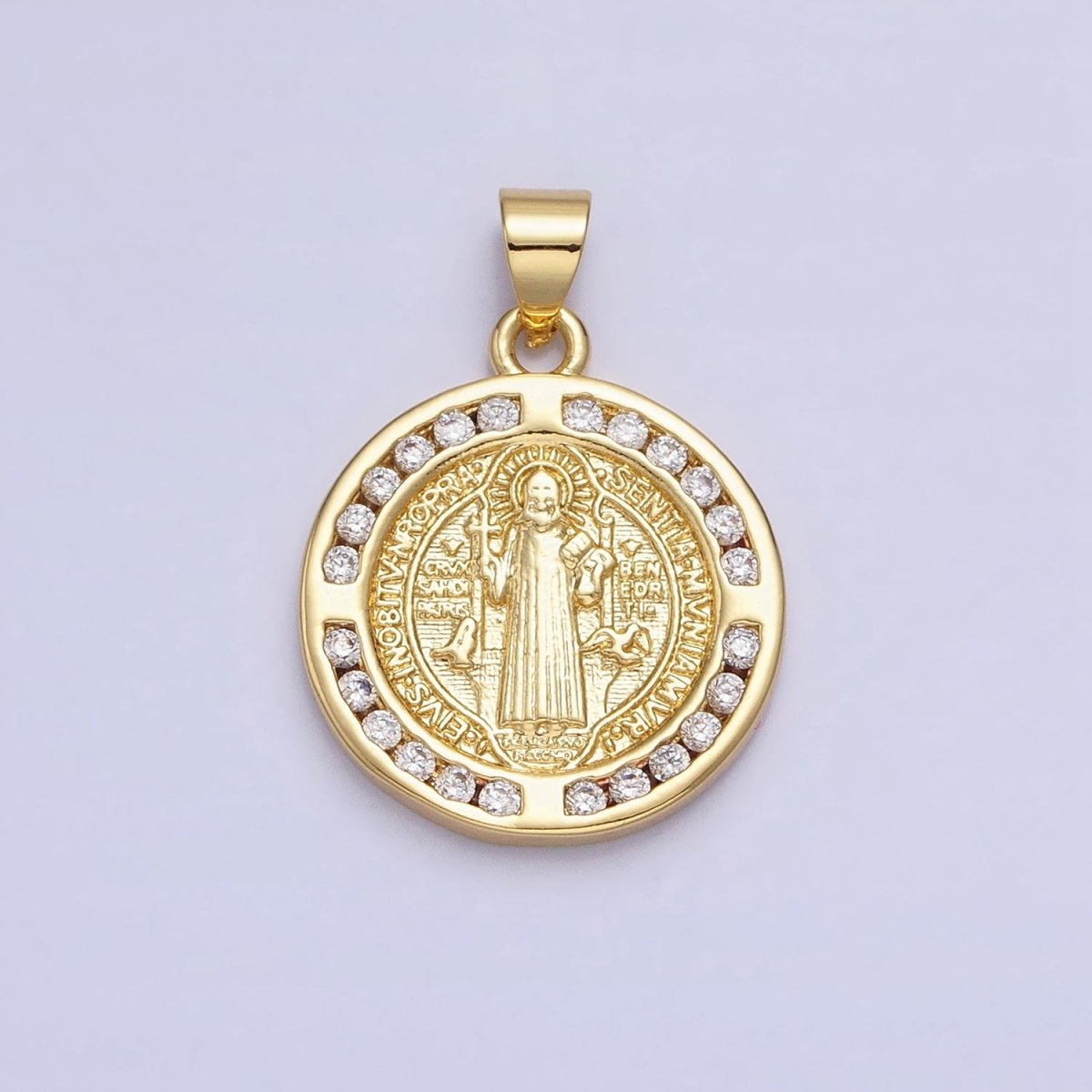 16K Gold Filled Saint Benedict SMQLIVB PAX VRSNSMV Double Sided Religious Pendant | AA229
