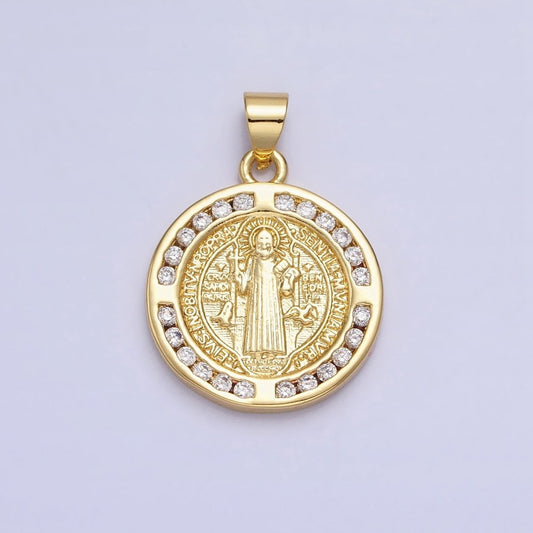 16K Gold Filled Saint Benedict SMQLIVB PAX VRSNSMV Double Sided Religious Pendant | AA229