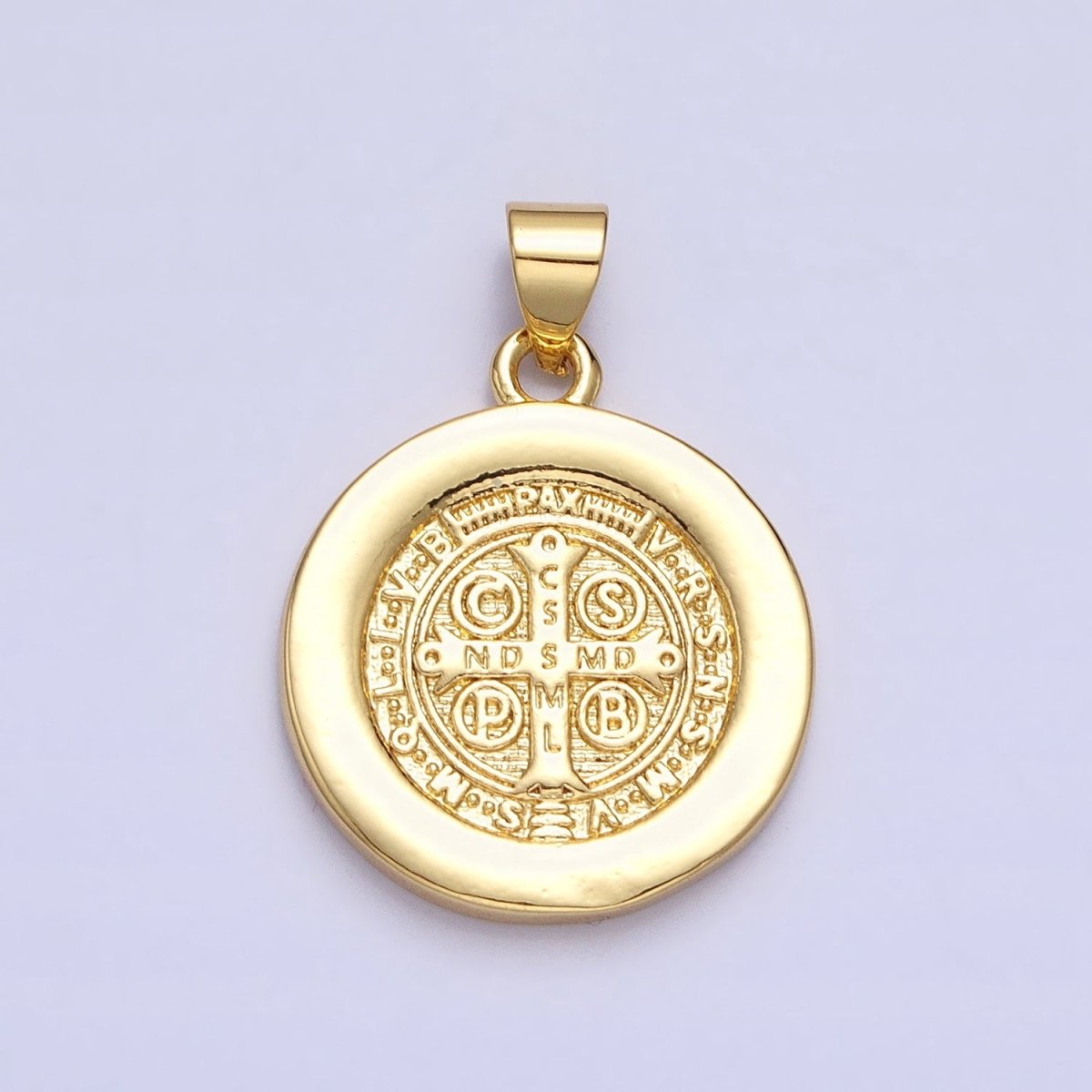 16K Gold Filled Saint Benedict SMQLIVB PAX VRSNSMV Double Sided Religious Pendant | AA229