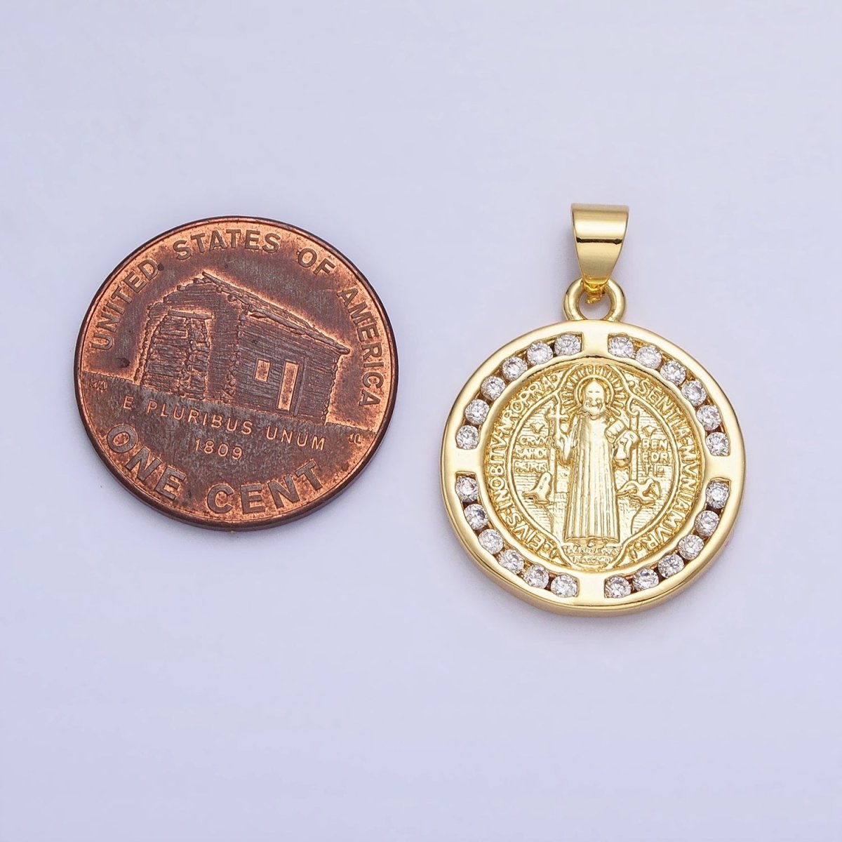 16K Gold Filled Saint Benedict SMQLIVB PAX VRSNSMV Double Sided Religious Pendant | AA229