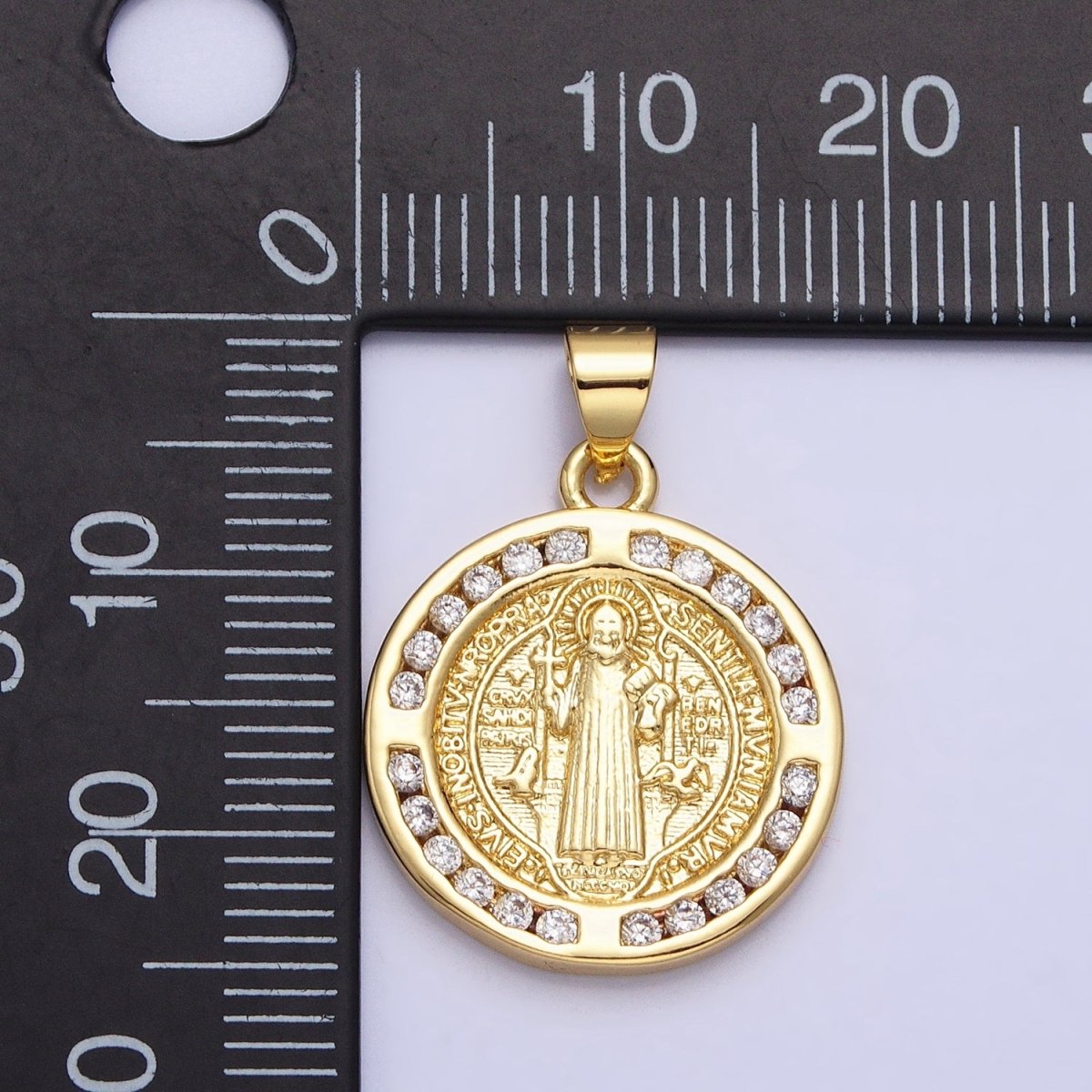 16K Gold Filled Saint Benedict SMQLIVB PAX VRSNSMV Double Sided Religious Pendant | AA229