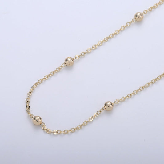 16K Gold Plate Satellite Chain - Gold Plate Beaded Chain - Satellite Chain By the Yard - Bead chain - Gold Rosary Chain | ROLL-298