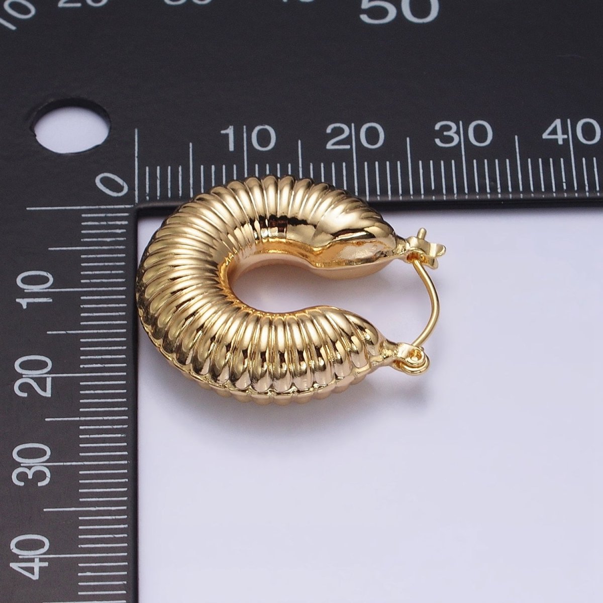 16K Gold Filled Scalloped Chubby Latch Earrings in Gold & Silver | AD883 AD884