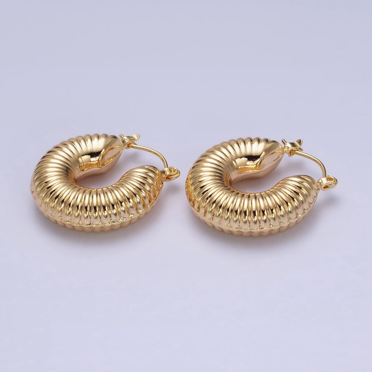 16K Gold Filled Scalloped Chubby Latch Earrings in Gold & Silver | AD883 AD884