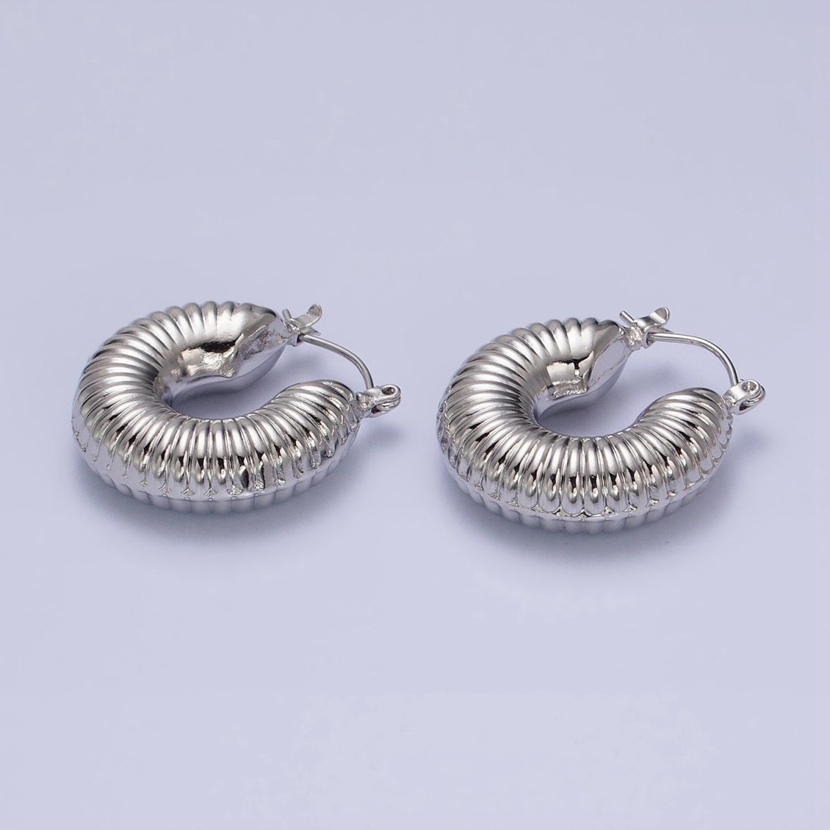 16K Gold Filled Scalloped Chubby Latch Earrings in Gold & Silver | AD883 AD884