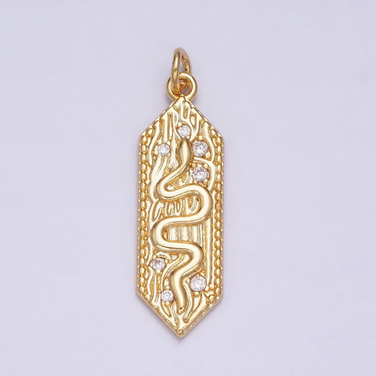 16K Gold Filled Serpent Snake Wood Tree Textured Nature Charm | AC1162