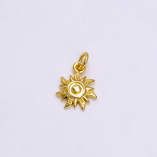 16K Gold Filled Spiral Celestial Sun Ray Dotted Minimalist Add-On Charm | AC-1171