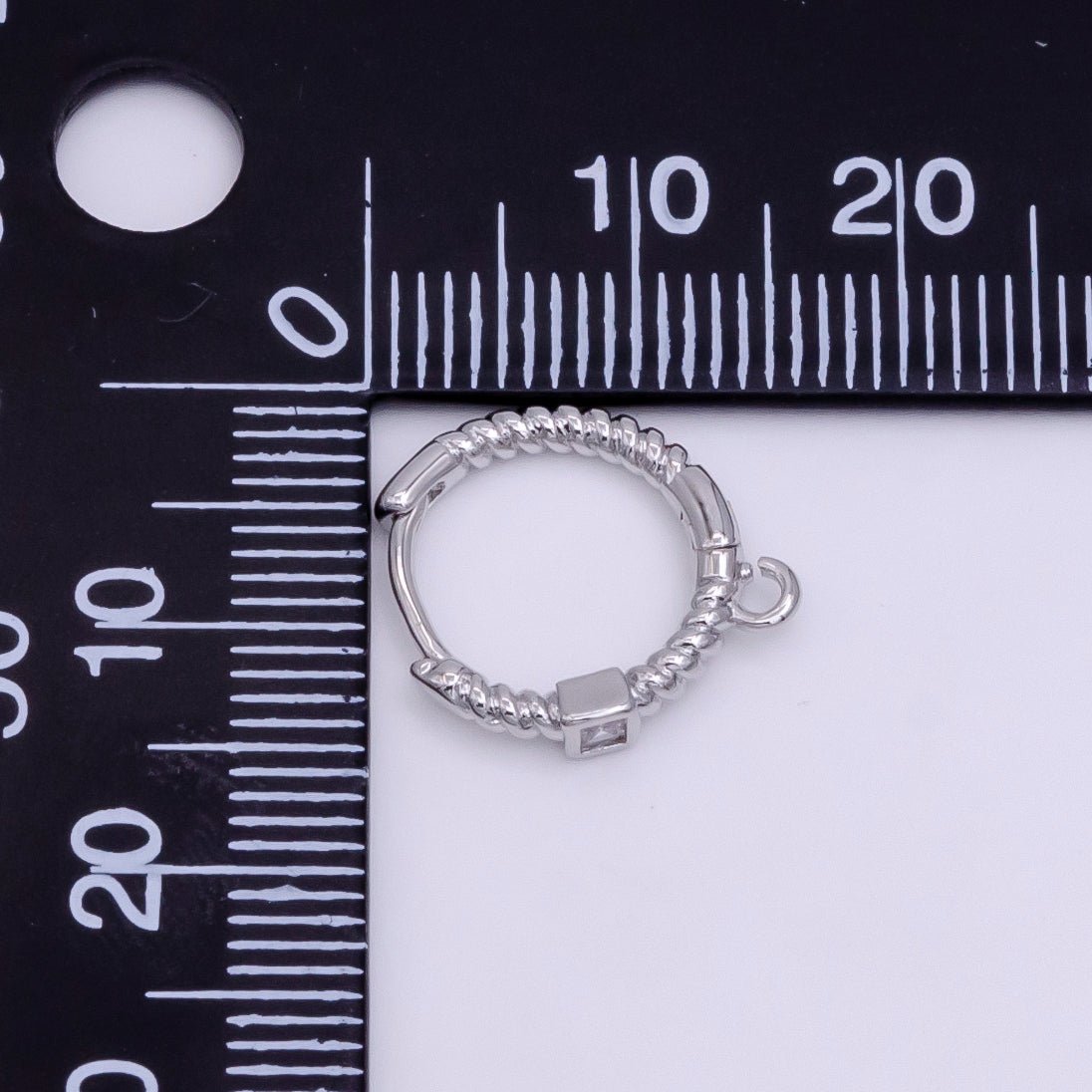 16K Gold Filled Square CZ Twisted Croissant Open Loop Huggie Earrings Supply in Gold & Silver | L810 L929