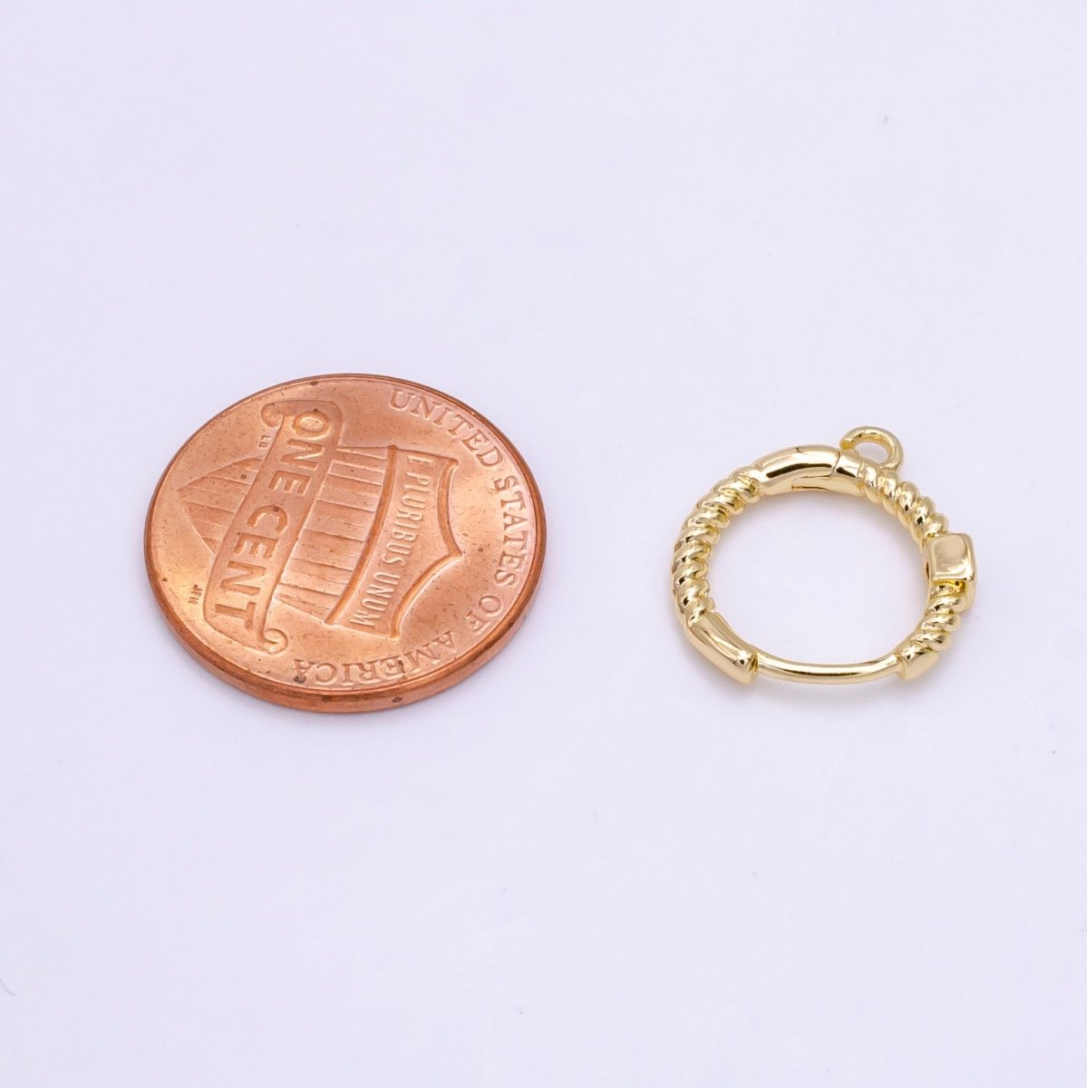 16K Gold Filled Square CZ Twisted Croissant Open Loop Huggie Earrings Supply in Gold & Silver | L810 L929