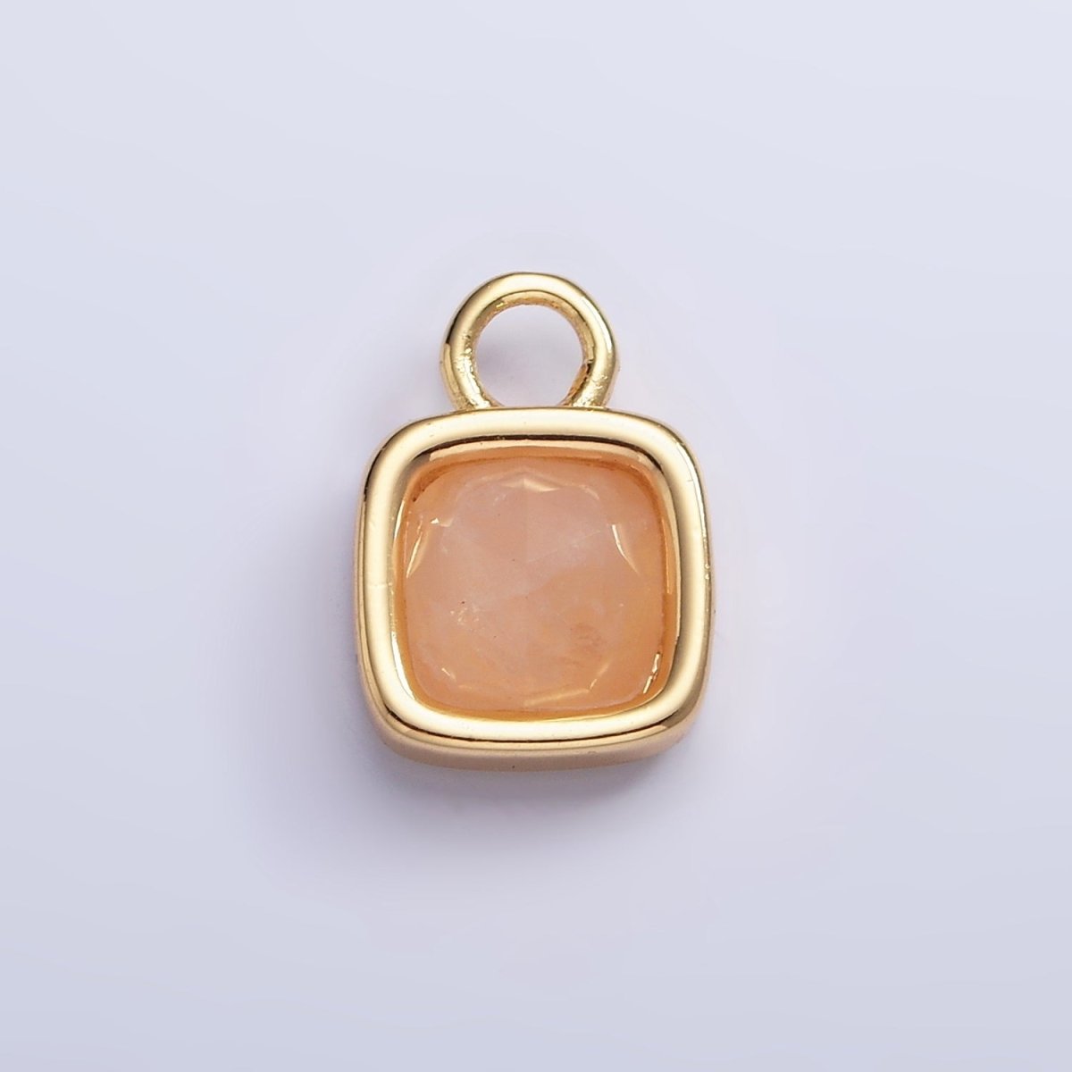 16K Gold Filled Square Multifaceted Natural Gemstone Personalized Add-On Charm | AC1466 - AC1478