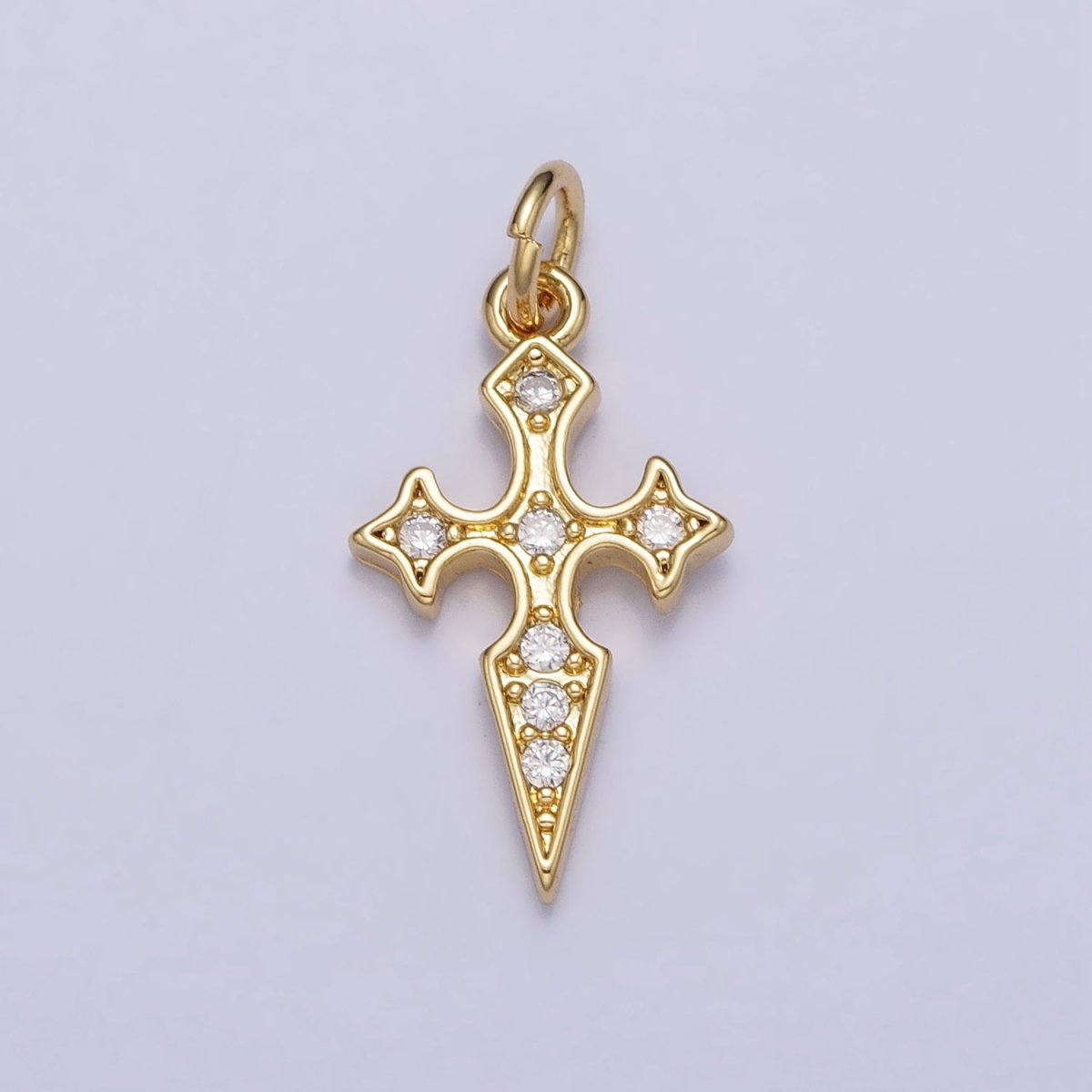 16K Gold Filled St. James Cross Micro Paved CZ Religious Add-On Charm | AC1288