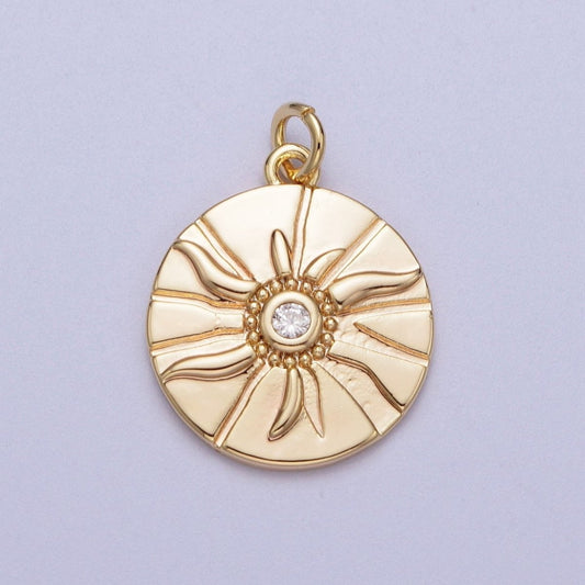 16K Gold Filled sun charm Dainty Bohemian sun charm for bracelet necklace pendant | N-171