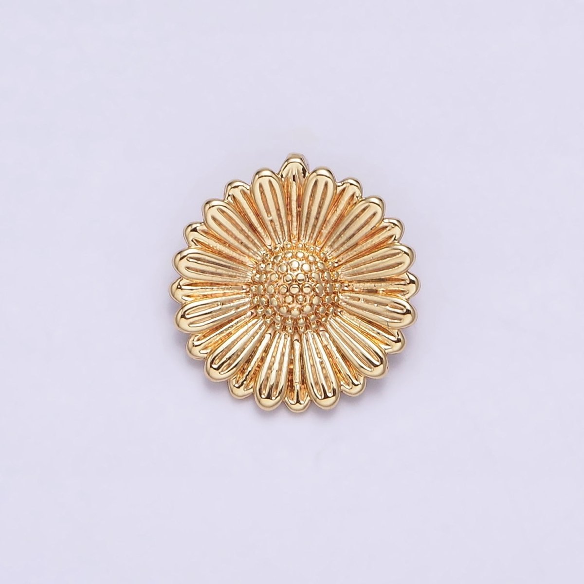 16K Gold Filled Sunflower Textured Round Pendant | AA603