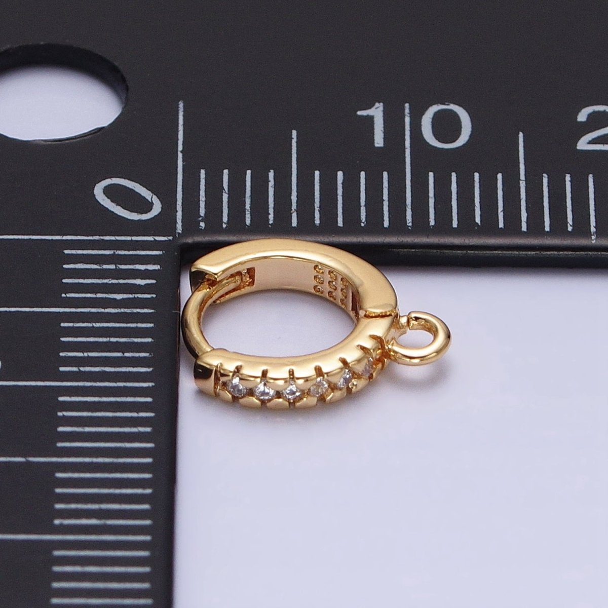 16K Gold Filled Thin Mini Clear Micro Paved CZ 10mm Cartilage Open Loop Huggie Earrings Supply In Gold & Silver | Z-220 Z-388