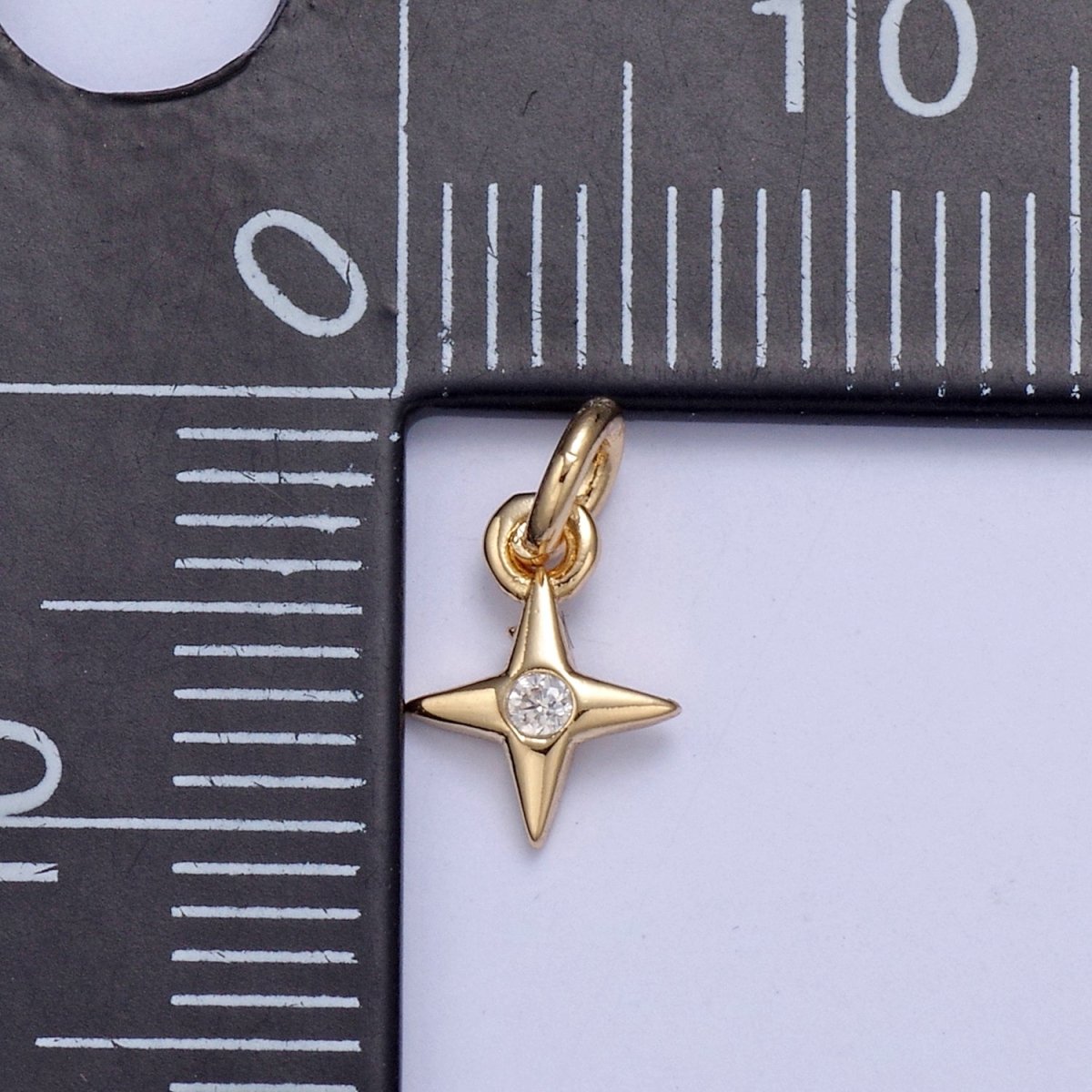 16k Gold Filled Tiny North Stars Charm Cubic Zirconia Charm in Gold micro Pave CZ Bright Stars Celestial Charm N-428