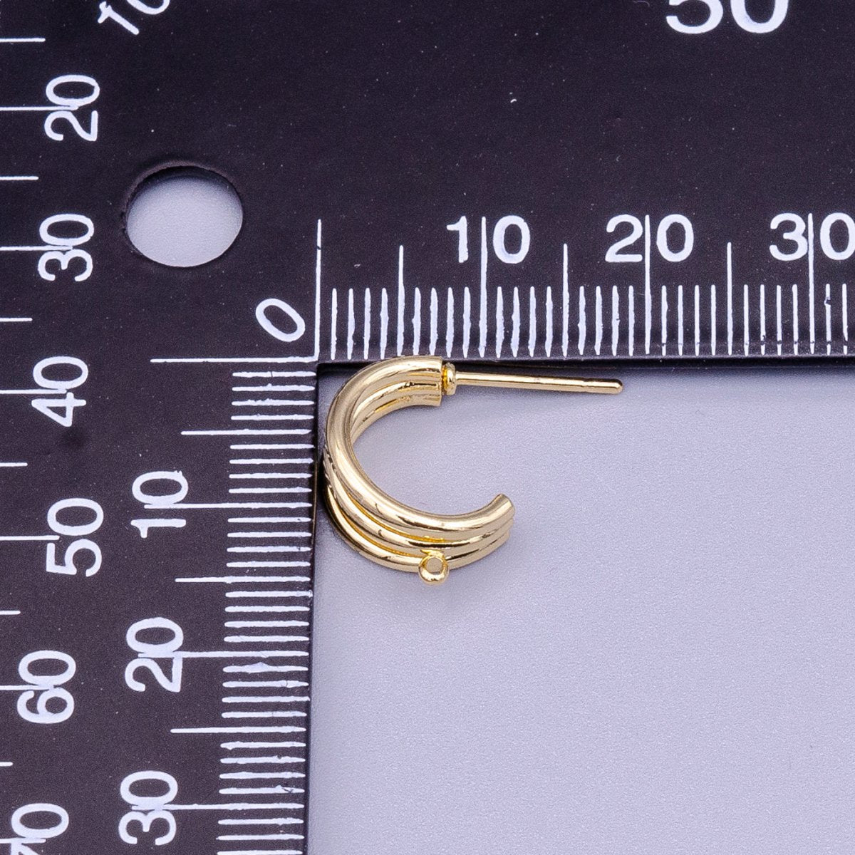 16K Gold Filled Triple Band Claw Open Loop C-Shaped Hoop Earrings Supply | Z-401