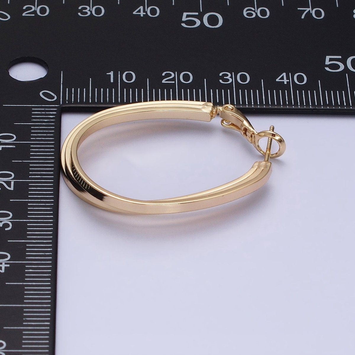 16K Gold Filled Triple Bar Oblong Geometric Hinge Hoop Earrings in Gold & Silver | AD879 AD880