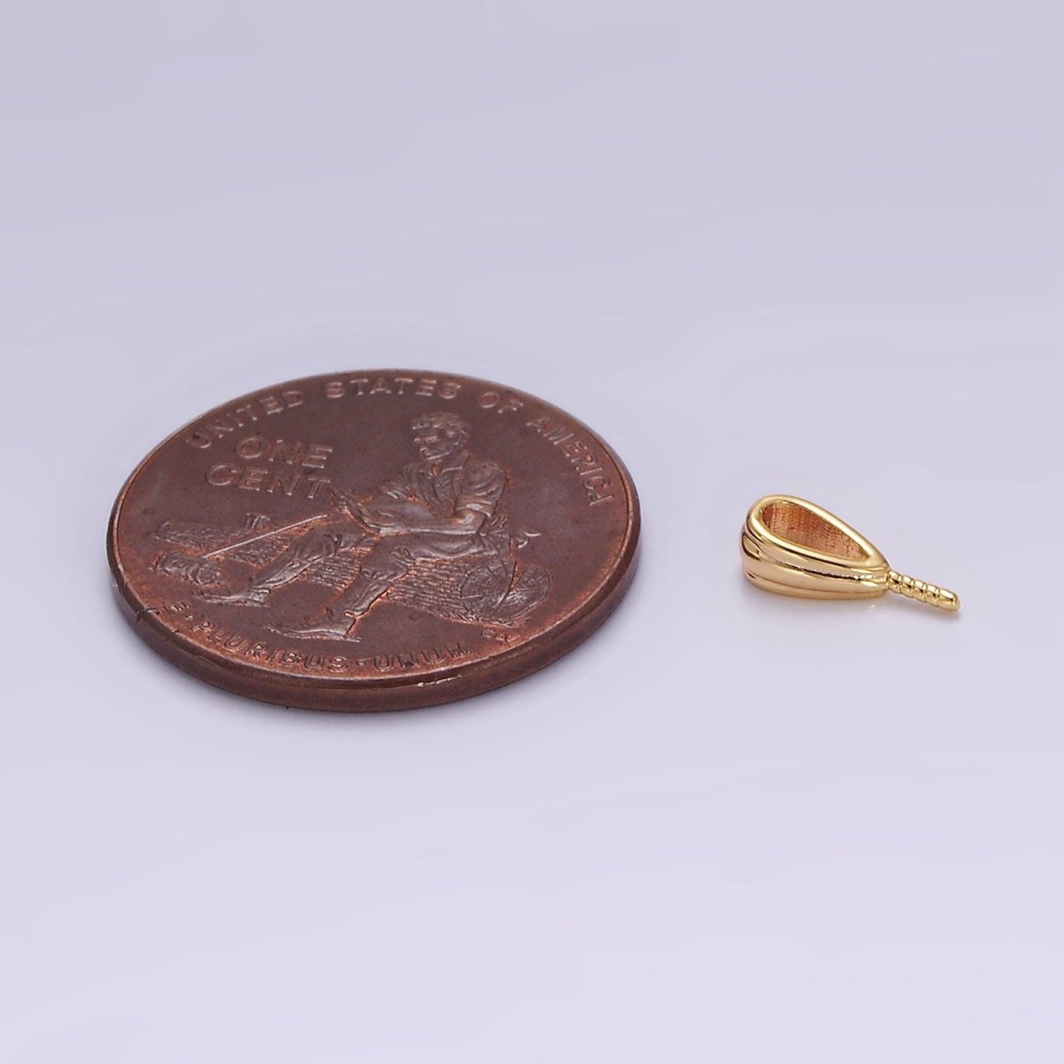 16K Gold Filled Triple Line Textured Drill Peg Bail Jewelry Making Findings Supply | Z-500