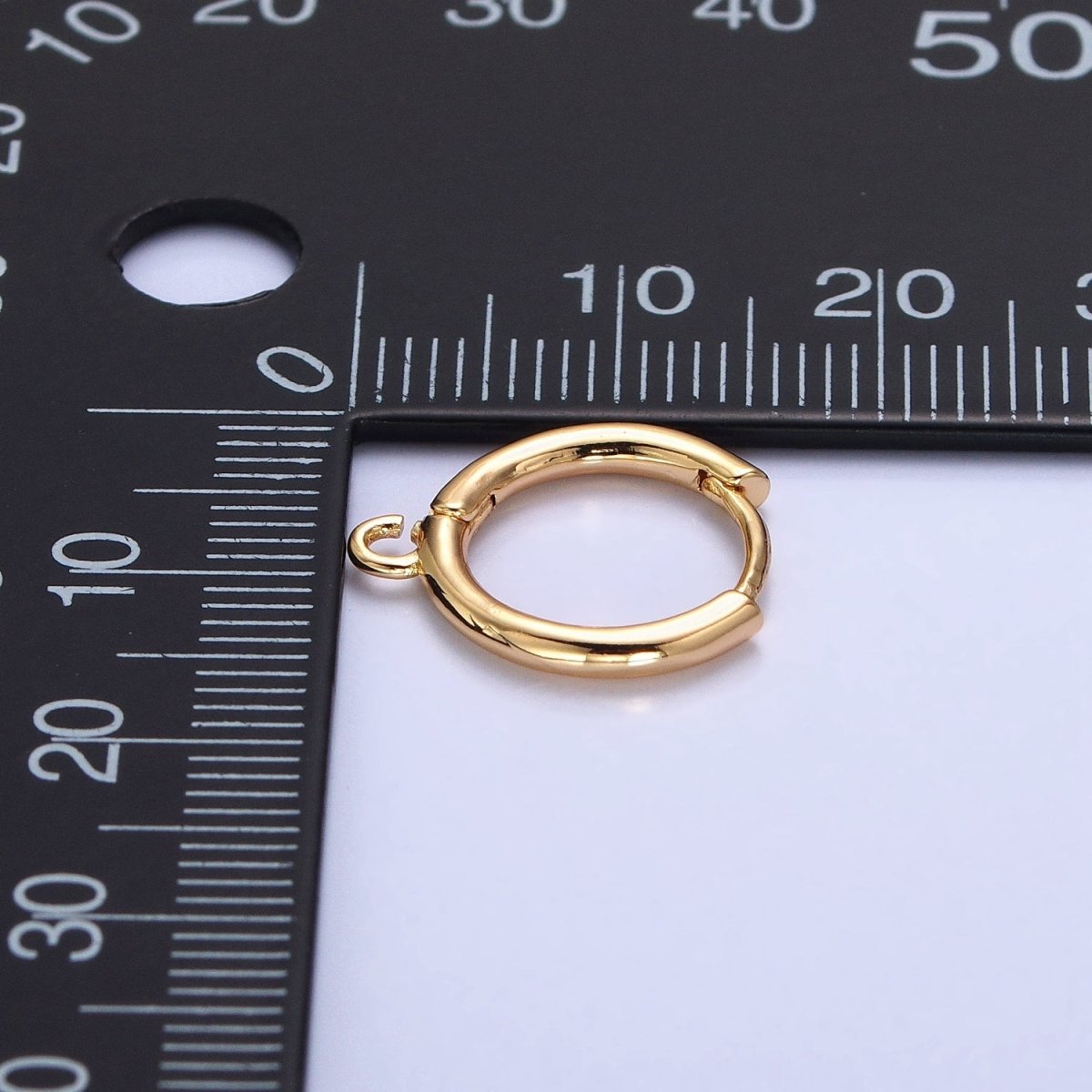 16K Gold Filled Twist Edge Geometric Open Loop 12mm Huggie Earrings in Gold & Silver | Z-326 Z-327