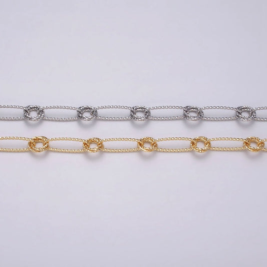 16K Gold Filled Twisted Paperclip Double Rolo Link Unique Unfinished Chain by Yard in Gold & Silver | ROLL-1219 ROLL-1220 Clearance Pricing