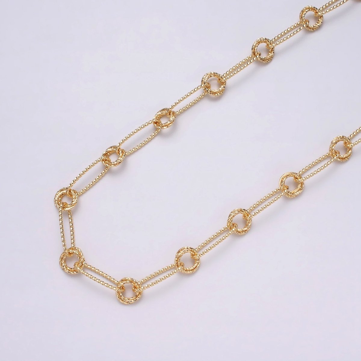 16K Gold Filled Twisted Paperclip Double Rolo Link Unique Unfinished Chain by Yard in Gold & Silver | ROLL-1219 ROLL-1220 Clearance Pricing