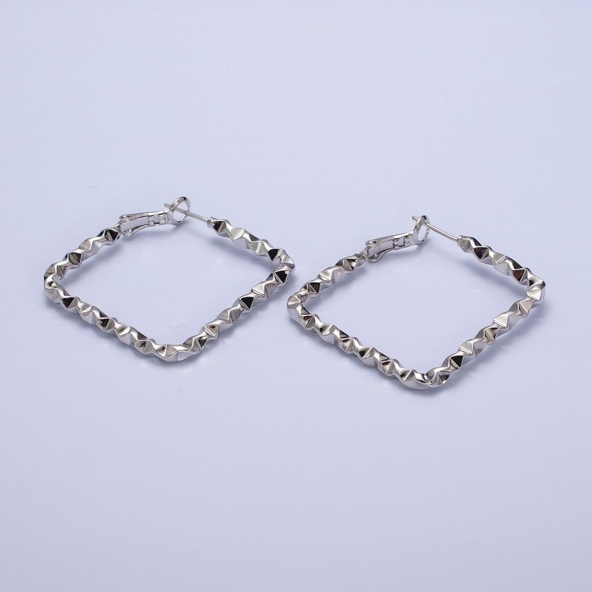 16k Gold Filled Wavy Hoop Earring Irregular Rhombus Shaped Hoop Earring Medium Party Earring 35mm AD1002 AD1003