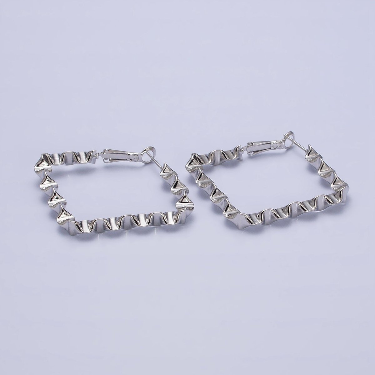 16k Gold Filled Wavy Hoop Earring Irregular Rhombus Shaped Hoop Earring Statement Earring 37mm AD998 AD999