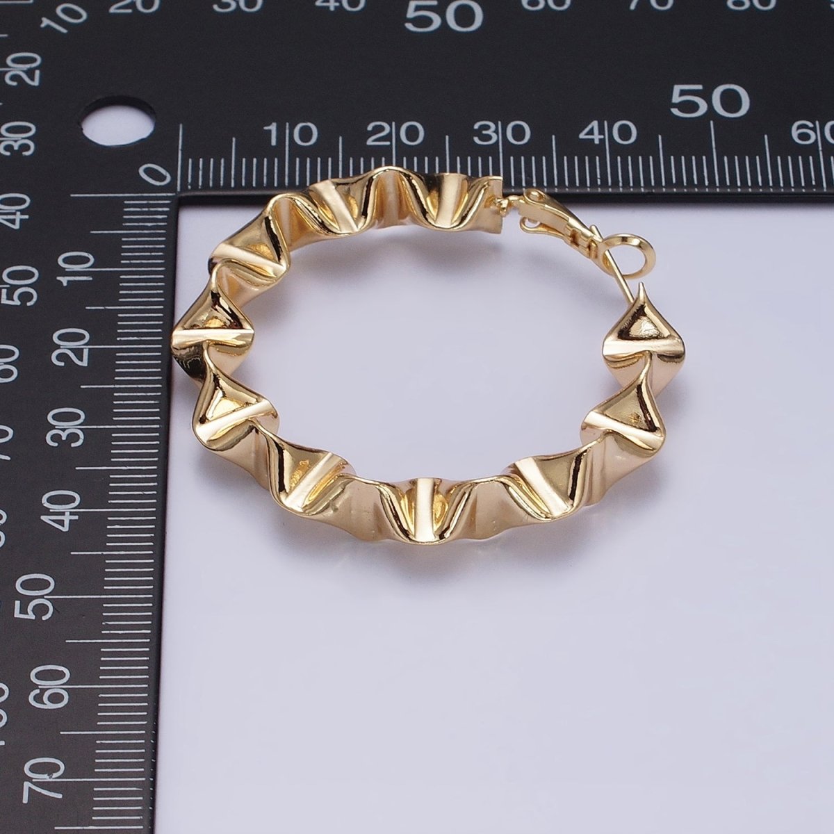 16k Gold Filled Wavy Hoop Earring Irregular Shaped Hoop Earring Statement Hoop Earring 45mm AD994 AD995