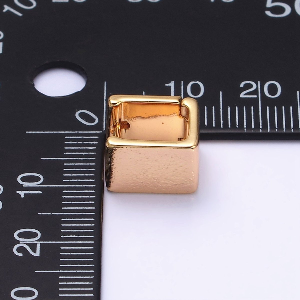 16K Gold Filled Wide Boxy Geometric Rectangular Huggie Earrings | AD-1235