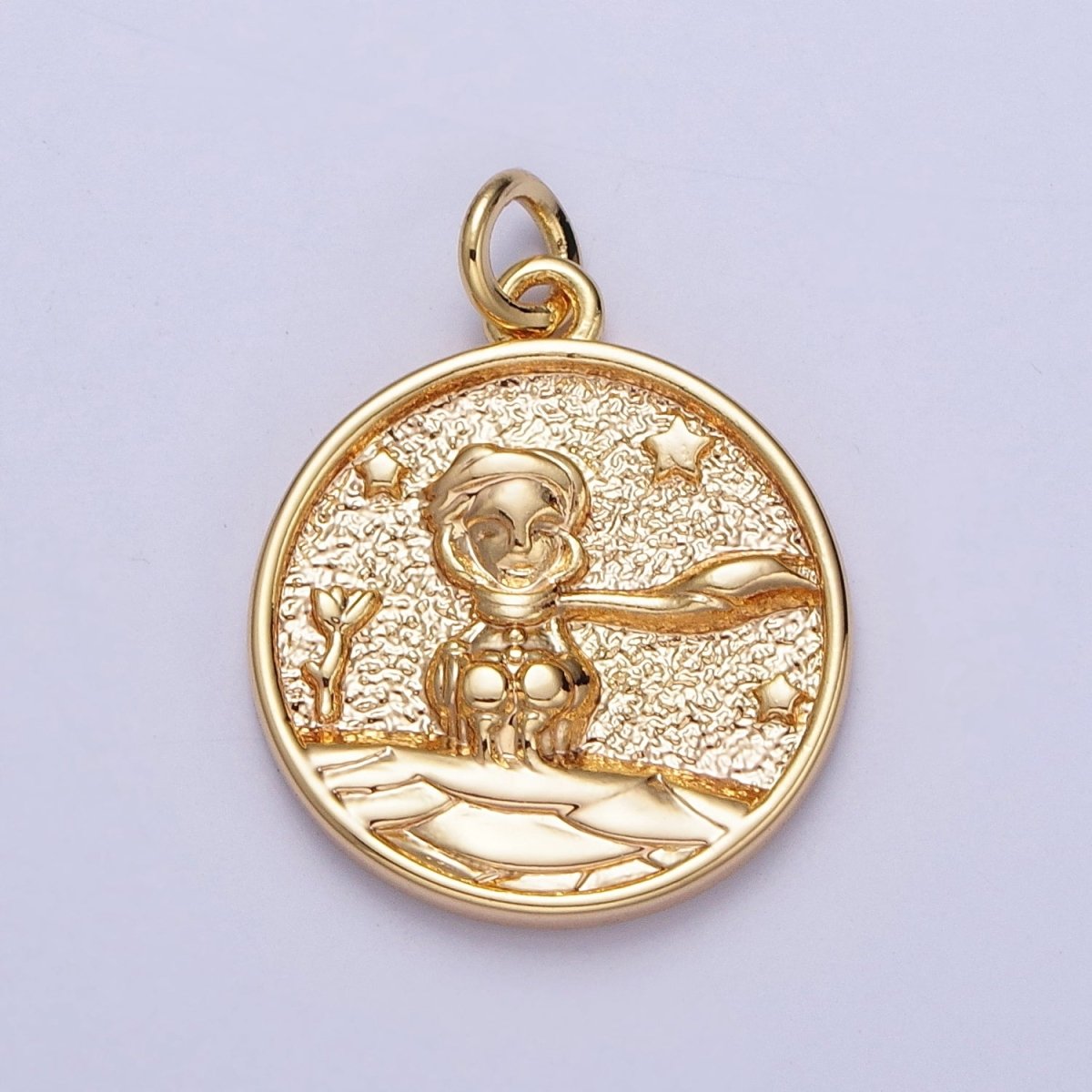 16K Gold Filled Winter Boy in the Snowy Starry Night Coin Charm | N-215