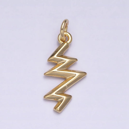 16K Gold Filled Zig Zag Lightning Geometric Add-On Charm | AC1154