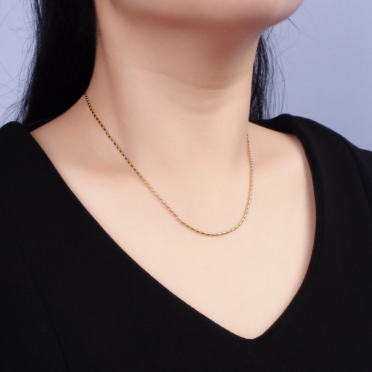 16K Gold Vermeil S925 1.5mm Dainty Tube 15.5 Inch Choker Chain Necklace | WA-1981 Clearance Pricing