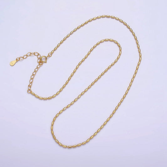 16K Gold Vermeil S925 1.5mm Dainty Tube 15.5 Inch Choker Chain Necklace | WA-1981 Clearance Pricing