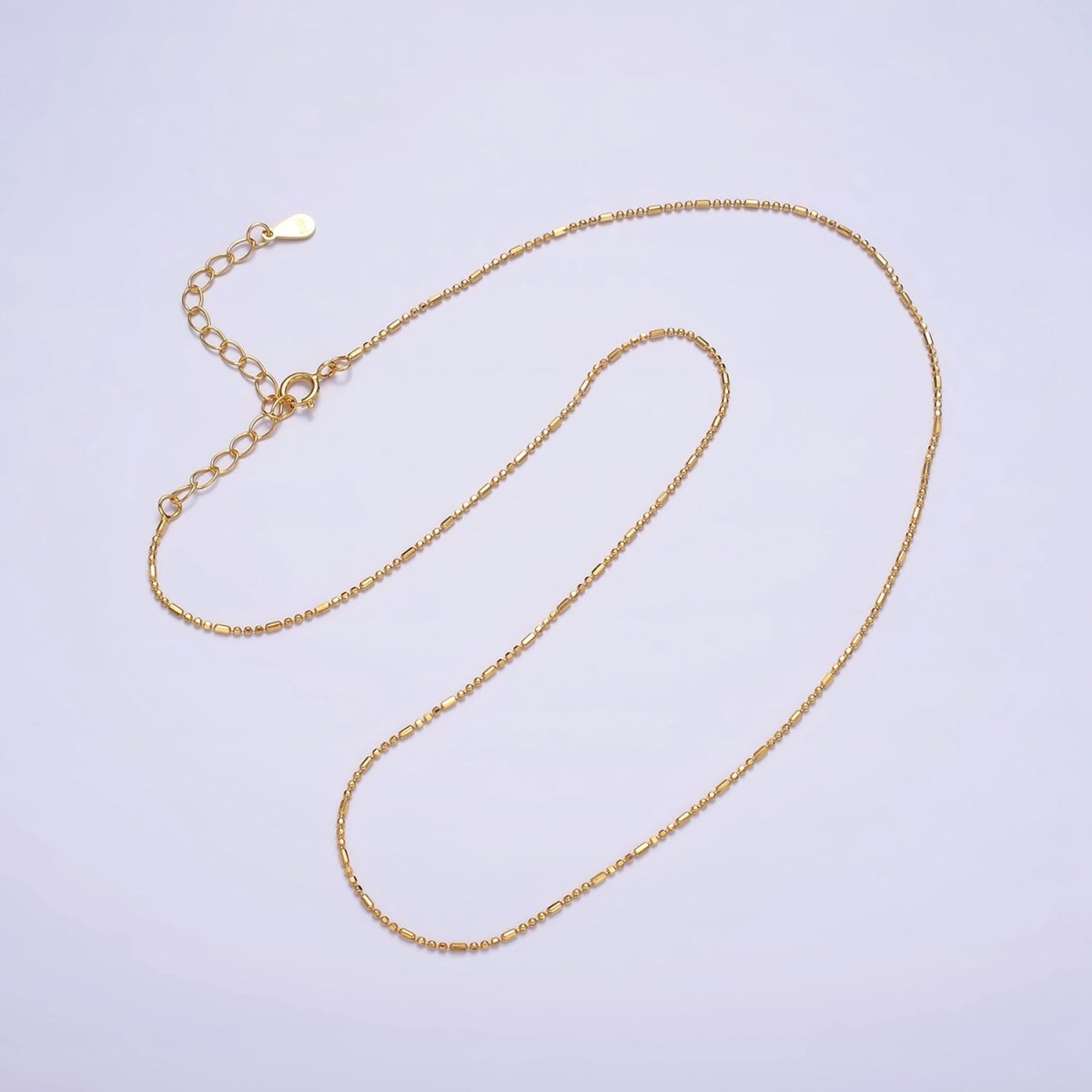 16K Gold Vermeil S925 Sterling Silver 0.9mm Dainty Bead Tube 15.5 Inch Choker Chain Necklace | WA-1948 Clearance Pricing