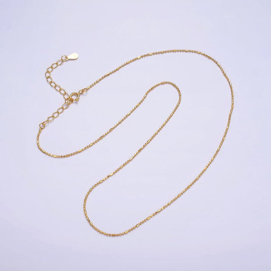 16K Gold Vermeil S925 Sterling Silver 0.9mm Dainty Bead Tube 15.5 Inch Choker Chain Necklace | WA-1948 Clearance Pricing