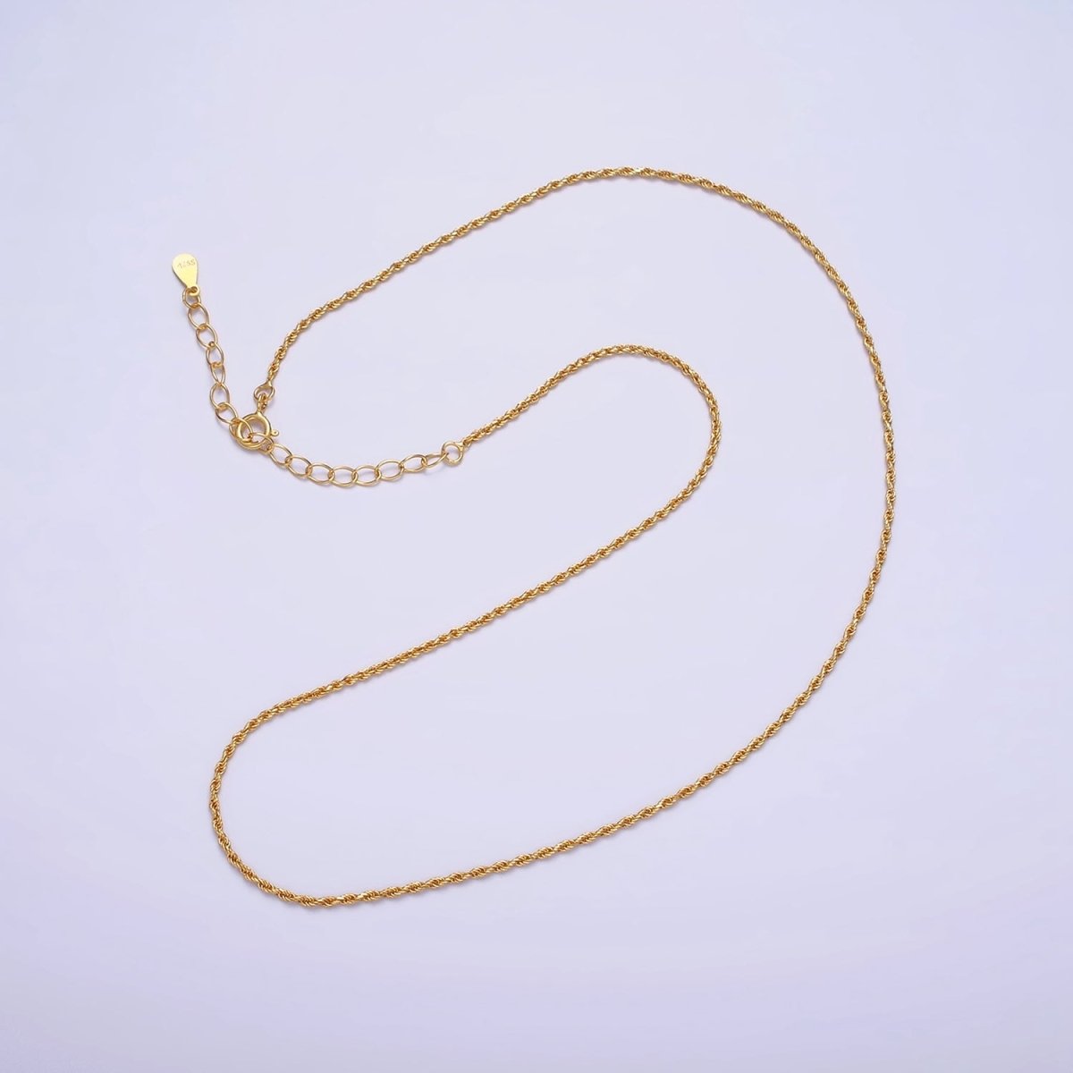 16K Gold Vermeil S925 Sterling Silver 1.2mm Dainty Twisted Rope Chain Necklace | WA-1956 Clearance Pricing