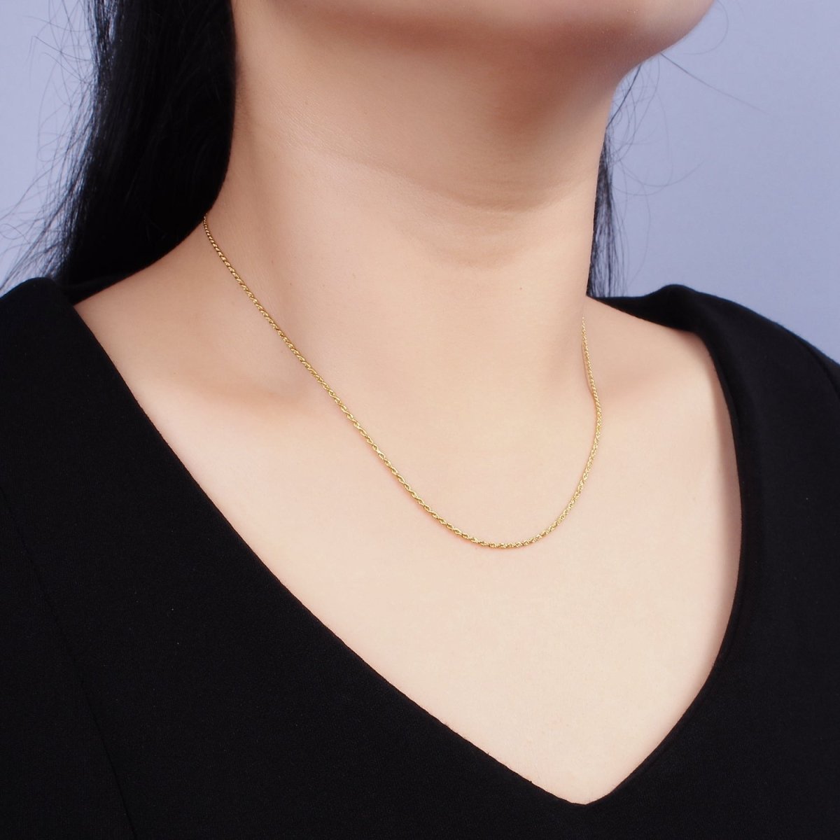 16K Gold Vermeil S925 Sterling Silver 1.2mm Dainty Twisted Rope Chain Necklace | WA-1956 Clearance Pricing