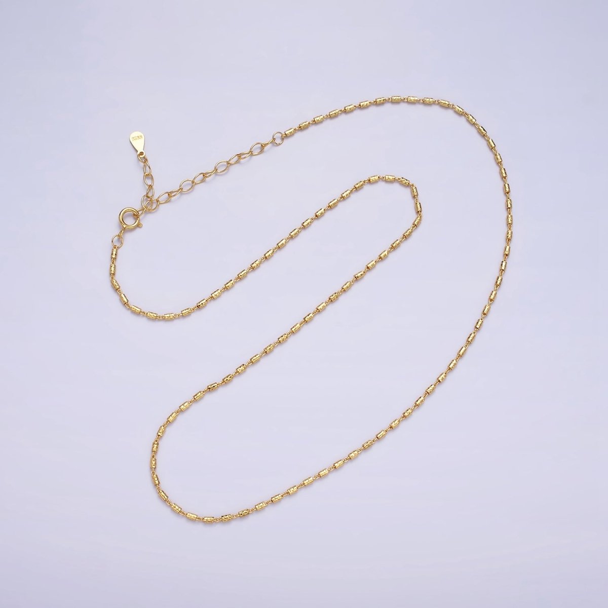16K Gold Vermeil S925 Sterling Silver 1.3mm Dainty Tube 15.5 Inch Chain Necklace | WA-1952 Clearance Pricing