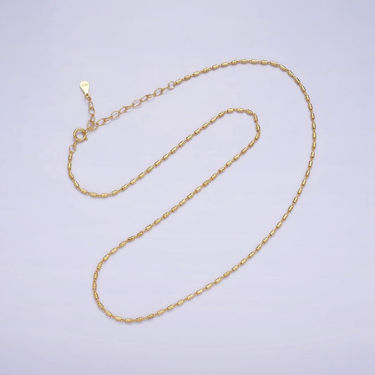 16K Gold Vermeil S925 Sterling Silver 1.3mm Dainty Tube 15.5 Inch Chain Necklace | WA-1952 Clearance Pricing
