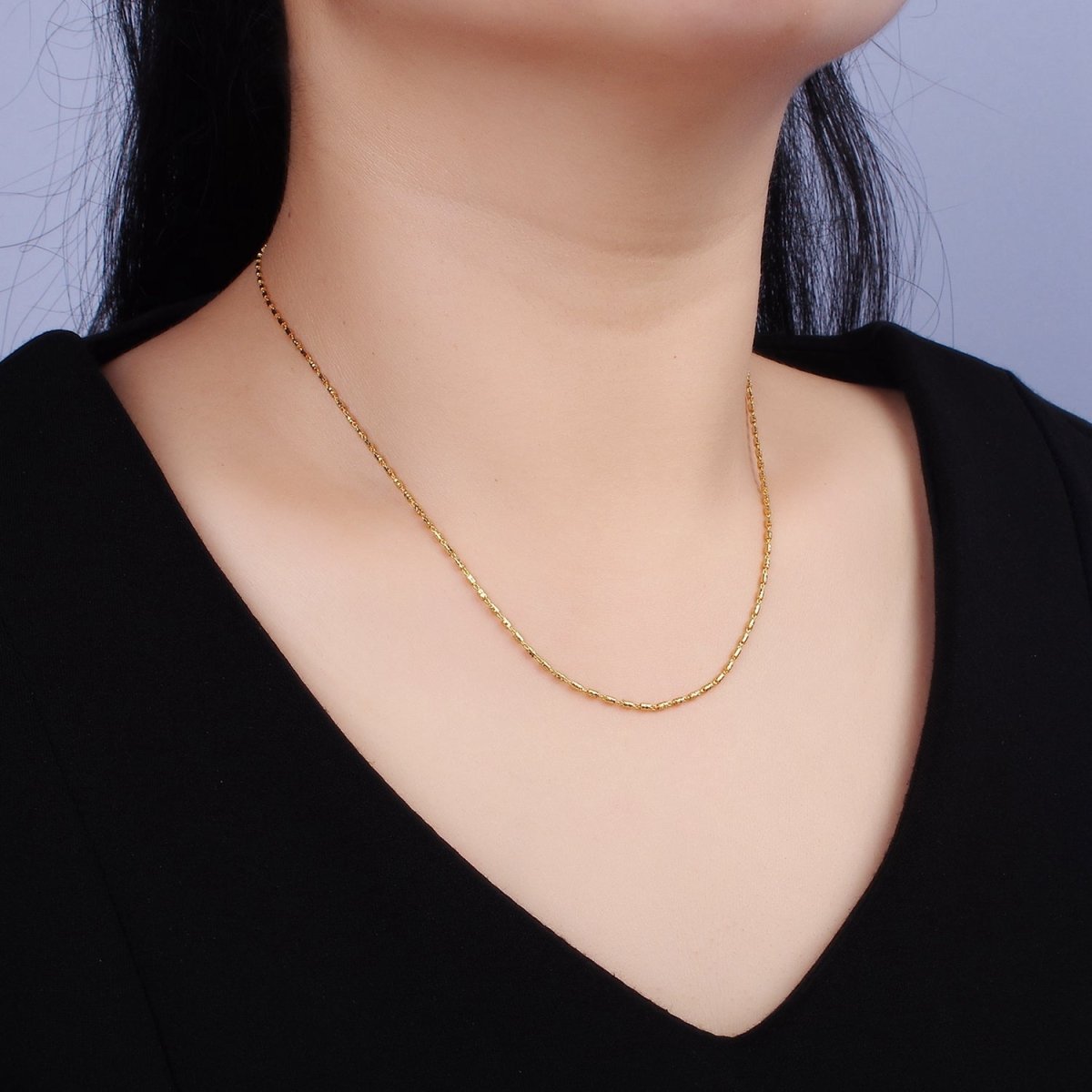 16K Gold Vermeil S925 Sterling Silver 1.3mm Dainty Tube 15.5 Inch Chain Necklace | WA-1952 Clearance Pricing