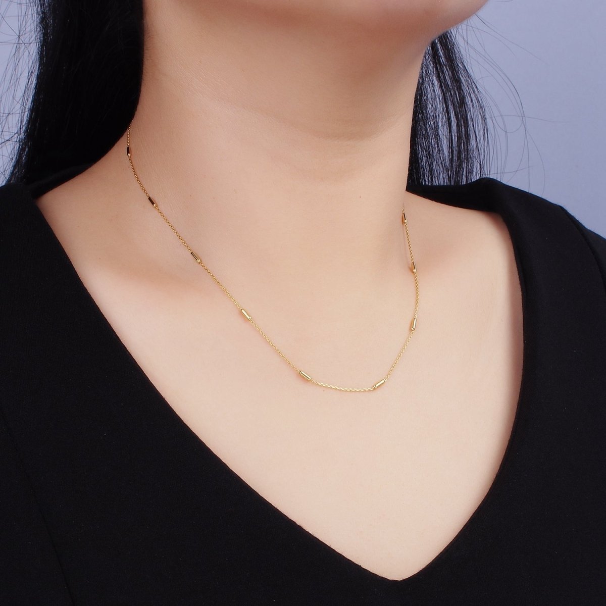 16K Gold Vermeil S925 Sterling Silver 1.6mm Tube Satellite 15.5 Inch Choker Chain Necklace | WA-1953 Clearance Pricing