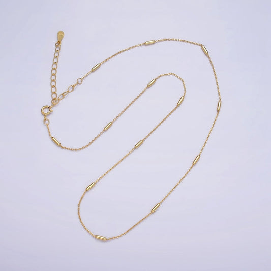 16K Gold Vermeil S925 Sterling Silver 1.6mm Tube Satellite 15.5 Inch Choker Chain Necklace | WA-1953 Clearance Pricing