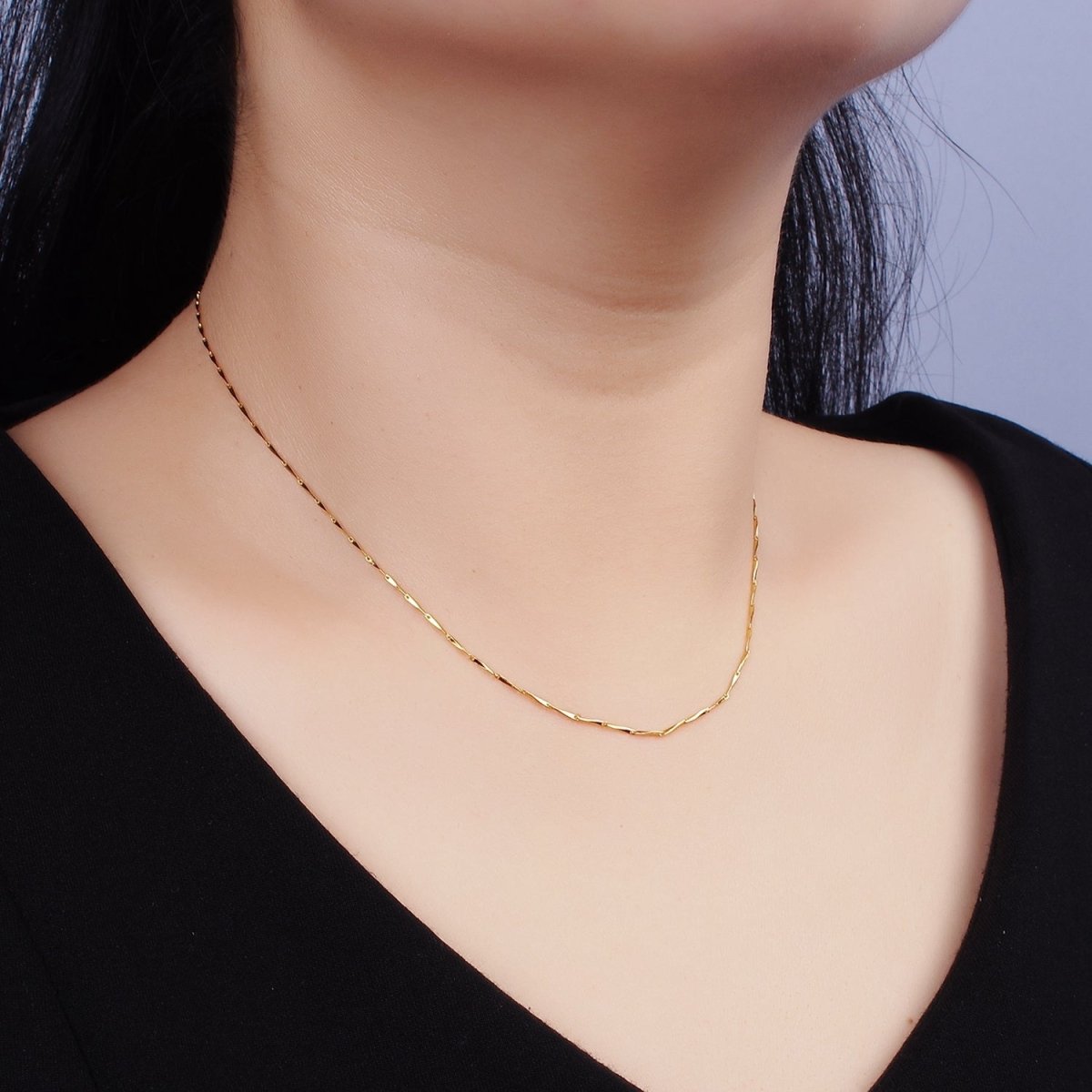 16K Gold Vermeil S925 Sterling Silver 1mm Dainty Horseshoe Barleycorn Unique 16 Inch Chain Necklace | WA-1958 Clearance Pricing