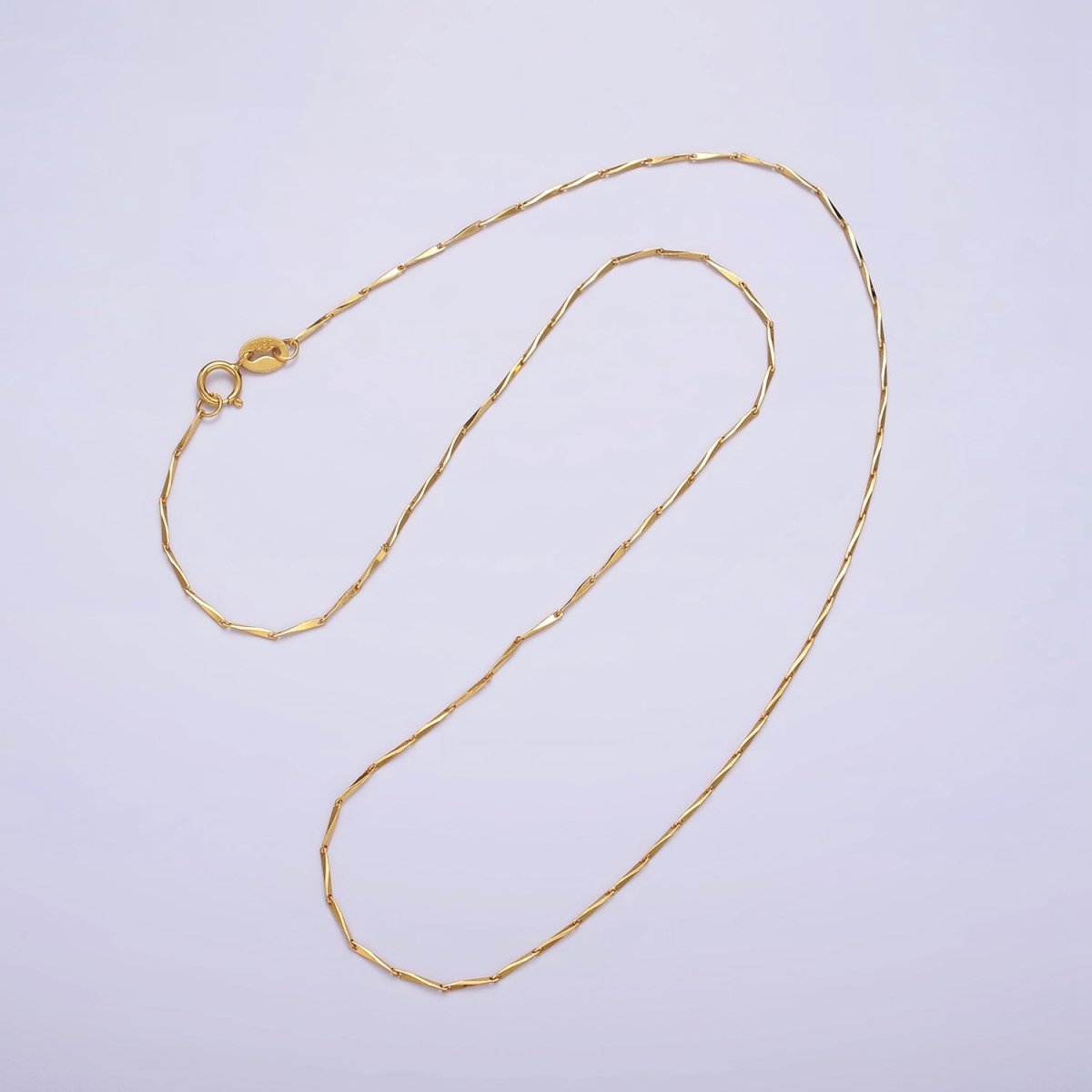 16K Gold Vermeil S925 Sterling Silver 1mm Dainty Horseshoe Barleycorn Unique 16 Inch Chain Necklace | WA-1958 Clearance Pricing