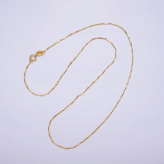 16K Gold Vermeil S925 Sterling Silver 1mm Dainty Horseshoe Barleycorn Unique 16 Inch Chain Necklace | WA-1958 Clearance Pricing