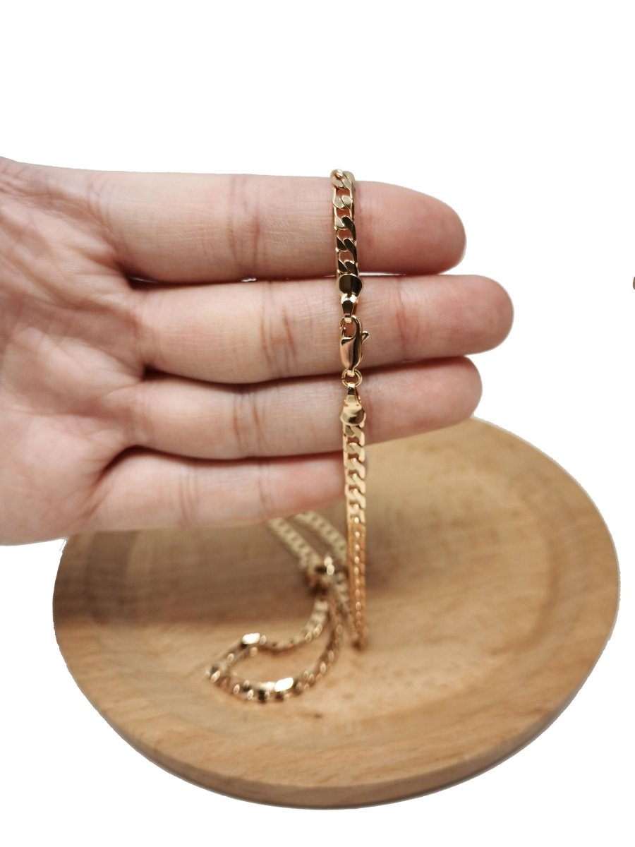 17.0'' Ready to Use 18K Rosy Gold Filled Cuban Curb Necklace Chain, Layering Curb Chain Dainty Necklace, For Necklace Making, 4mm Curb Necklace w/ Lobster Clasps | CN-683  Clearance Pricing