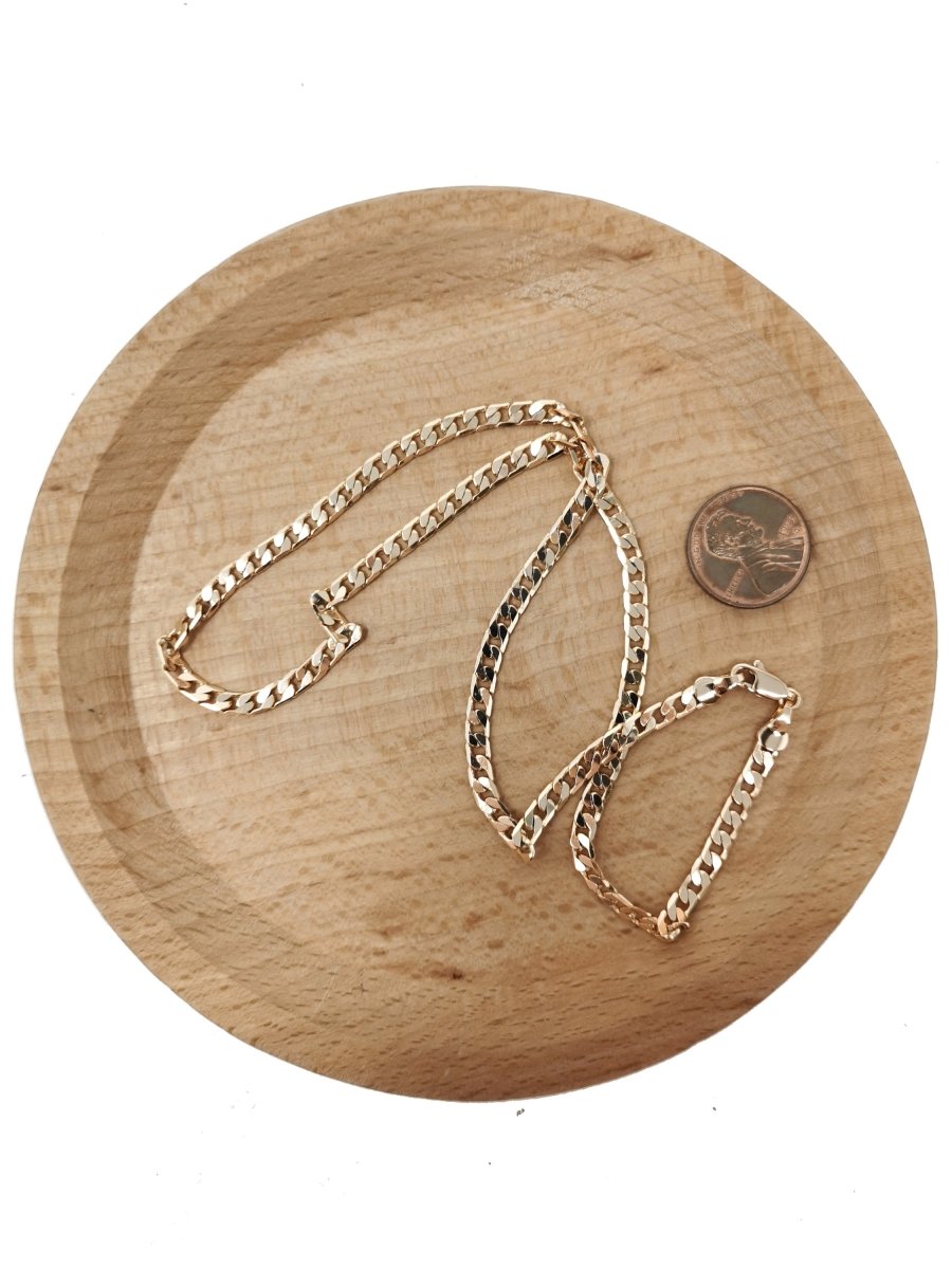17.0'' Ready to Use 18K Rosy Gold Filled Cuban Curb Necklace Chain, Layering Curb Chain Dainty Necklace, For Necklace Making, 4mm Curb Necklace w/ Lobster Clasps | CN-683  Clearance Pricing