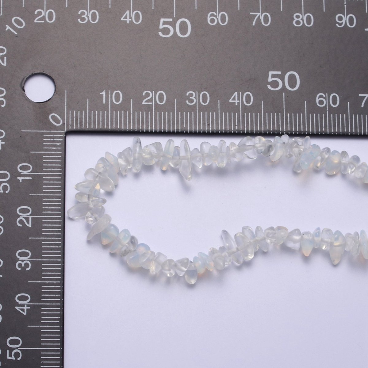 17.2 Inch Natural Clear White Opalite Crystal Stone Bead Necklace with 2" Extender | WA-645 Clearance Pricing