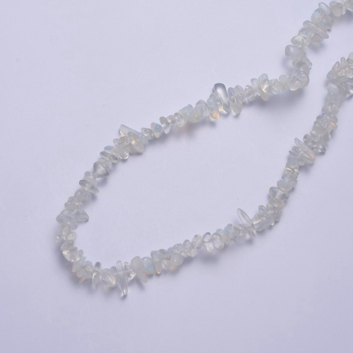 17.2 Inch Natural Clear White Opalite Crystal Stone Bead Necklace with 2" Extender | WA-645 Clearance Pricing
